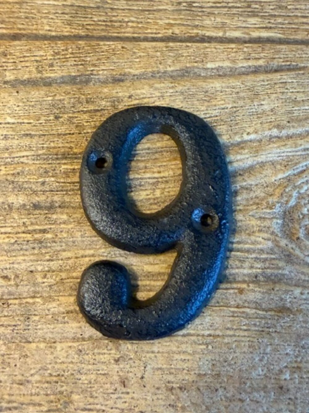 Number "9" (Nine) House Adress Number Solid Cast Iron 3 5/8" tall 13021-7